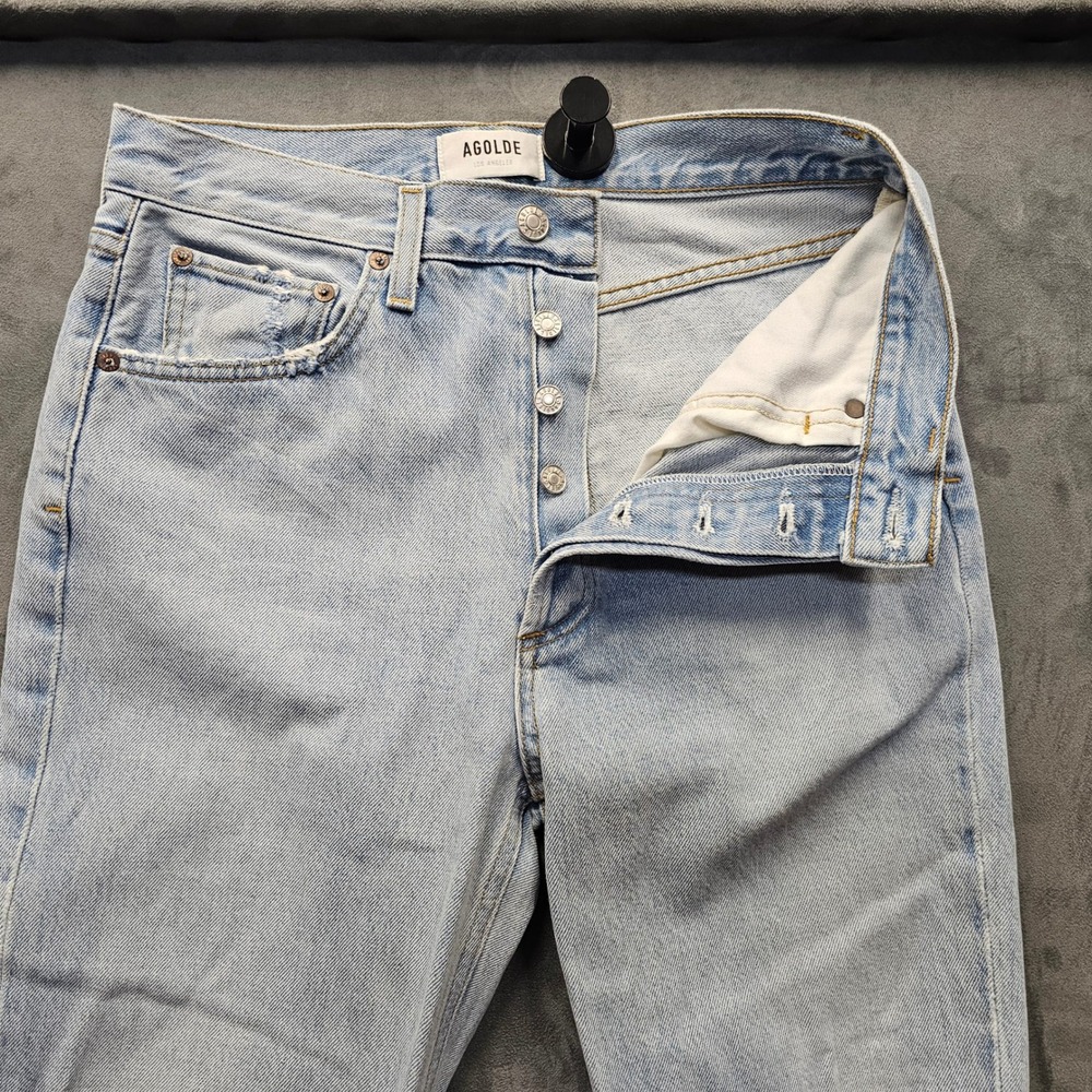 AGOLDE Riley Crop High Rise Distressed Straight Leg Light Wash 27 (29) A056-1141